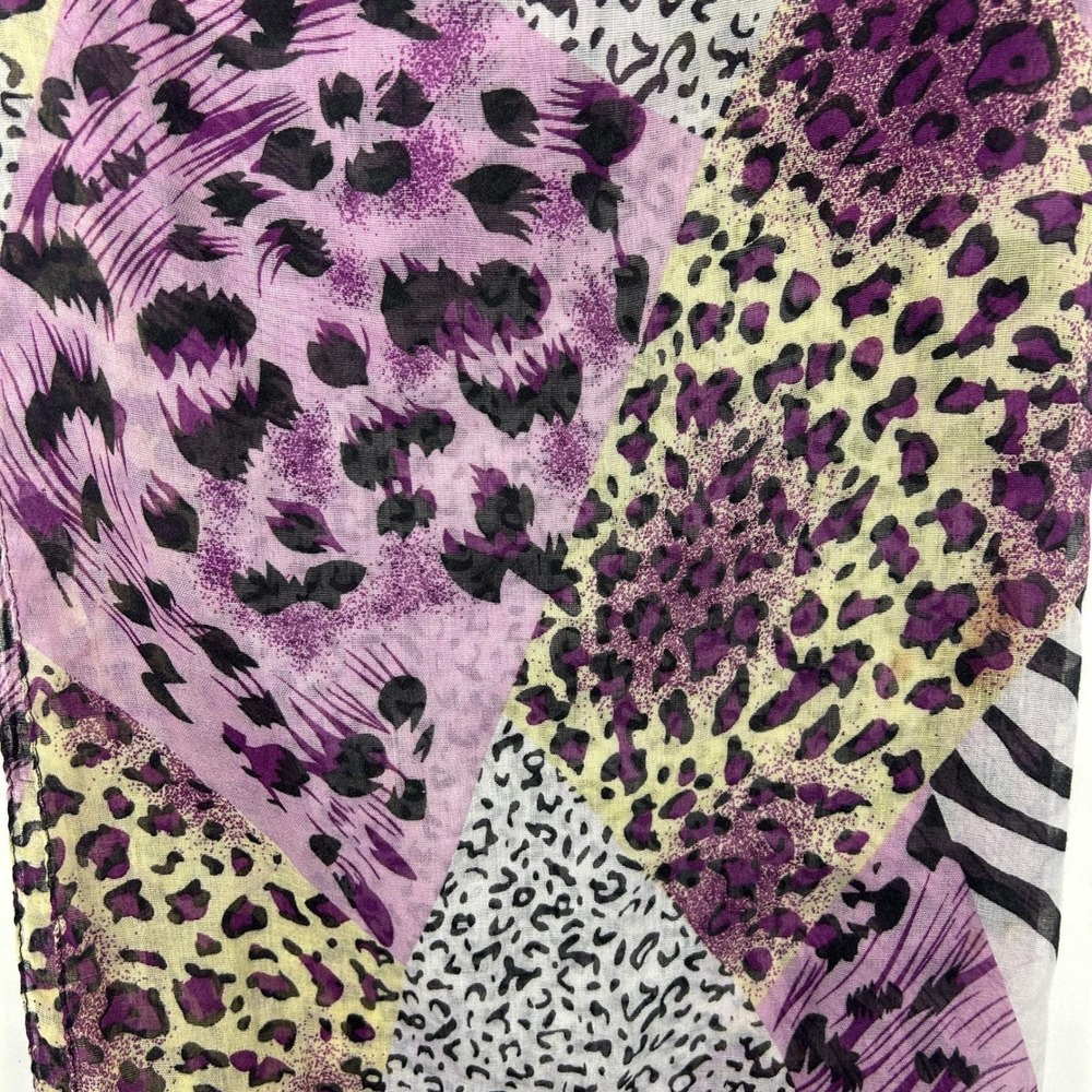 Purple Animal Print Lightweight Long Scarf Patchwork Leopard Cheetah Zebra - Picture 6 of 7